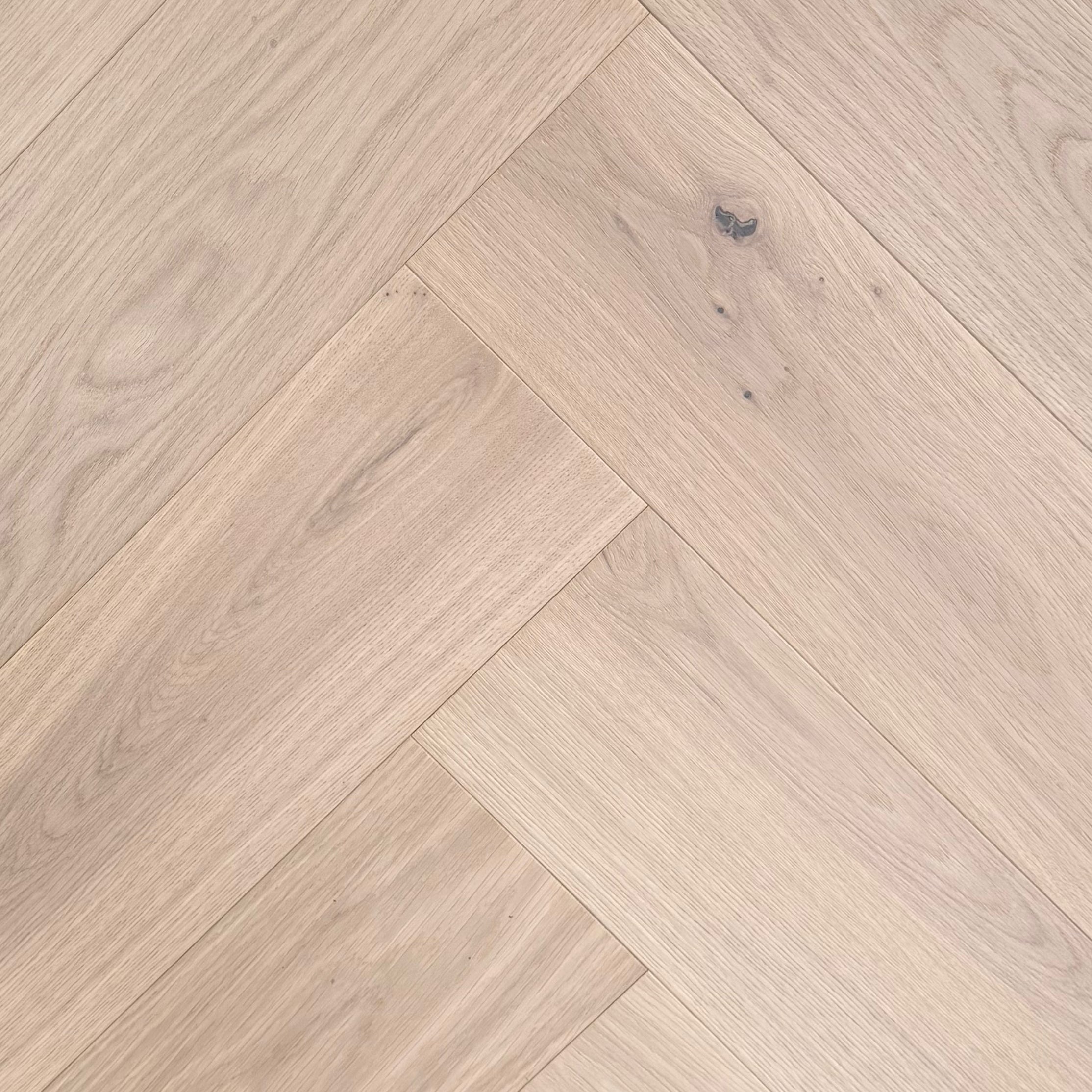 White Wash European Oak Herringbone - Engineered Timber